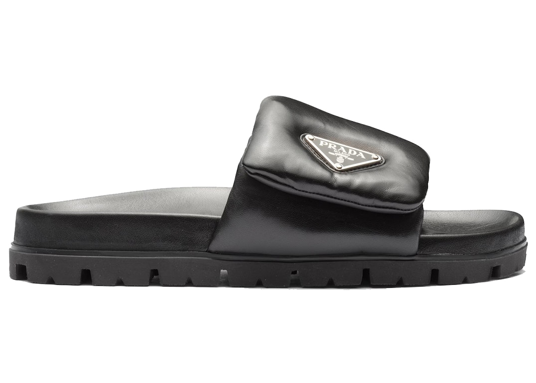 Pre-owned Prada Soft Padded 20mm Slide Sandal Black Nappa Leather