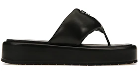 Prada Soft Padded 35mm Thong Wedge Sandals Black Nappa Leather