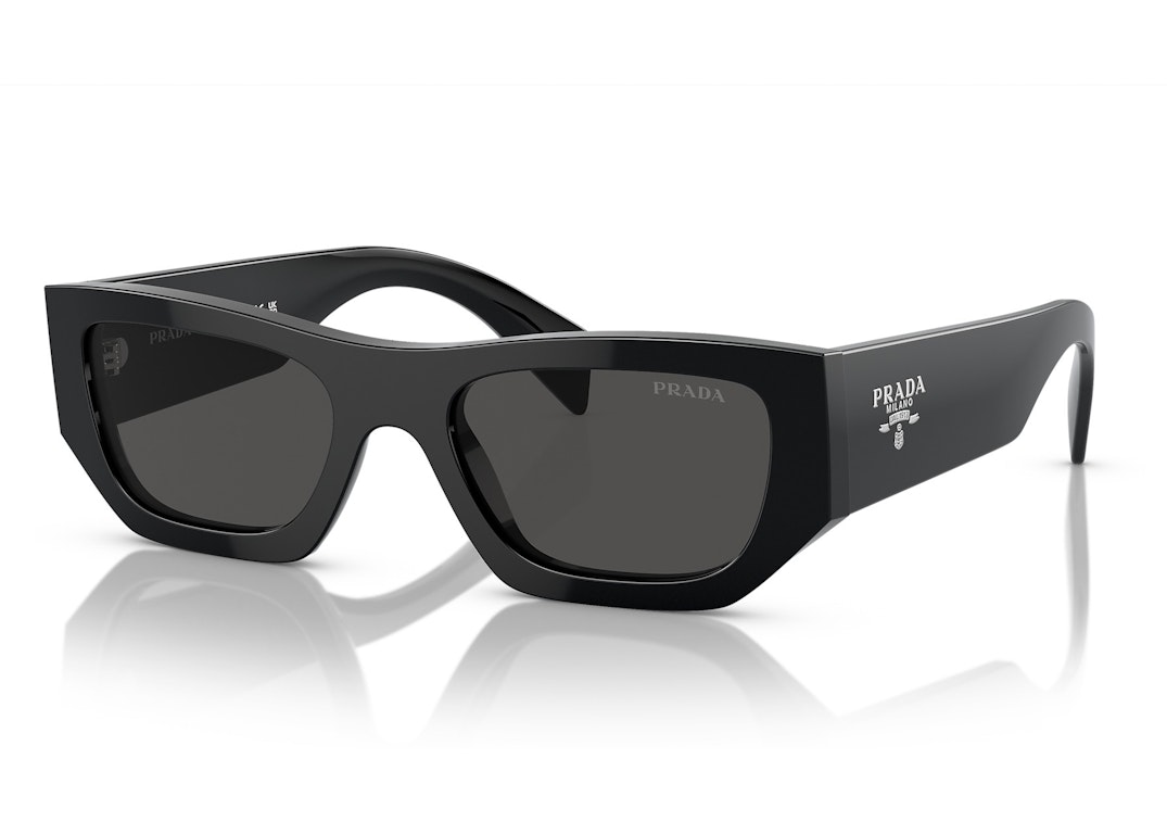 Pre-owned Prada Square Sunglasses Black/dark Grey (spra01 16k-0 8z)