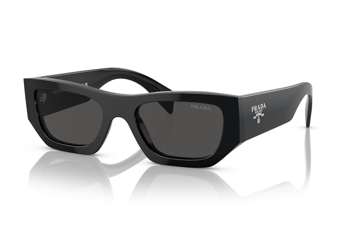 Pre-owned Prada Square Sunglasses Black/dark Grey (spra01 16k-0 8z)