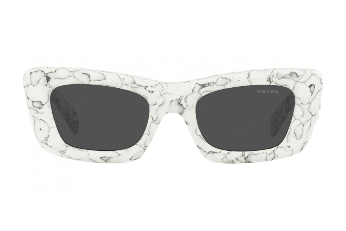 Pre-owned Prada Sunglasses Pr 13zsf Matte White Marble/dark Gray (pr13zsf-17d5s0-52)