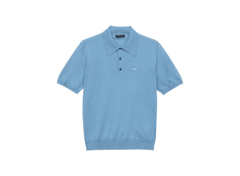 Prada Superfine Wool Polo Light Blue