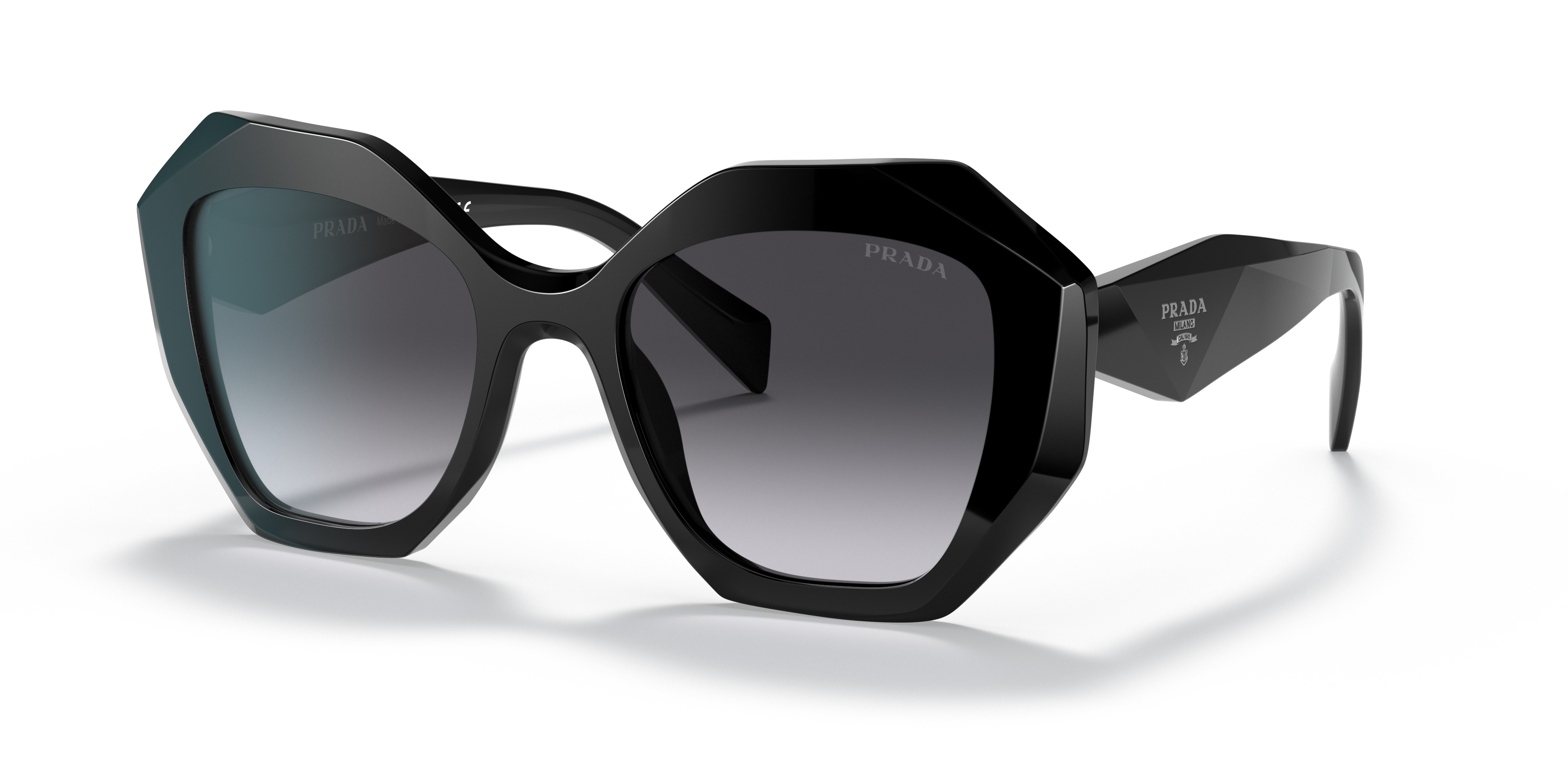 Prada Symbole Logo Irregular Sunglasses Black/Silver (SPR16W 1AB 