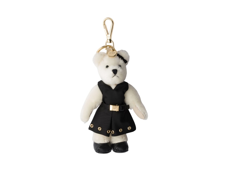 Prada Teddy Charm Großer Schlüsselanhänger, Weiß