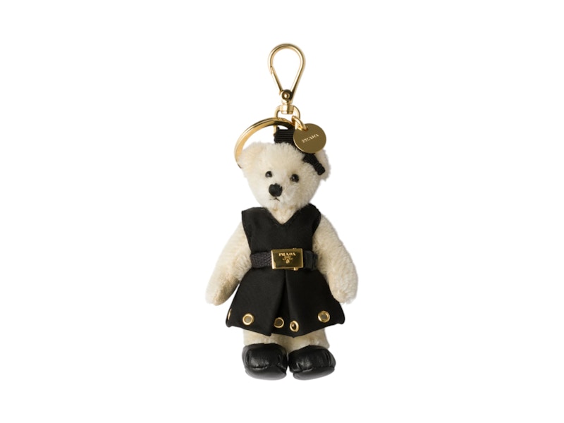 Prada Teddy Charm Kleiner Schlüsselanhänger, Weiß