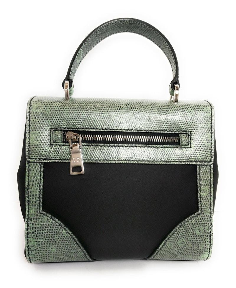 Prada Tessuto Lucerto Handbag Green Multicolor in Reptile Leather