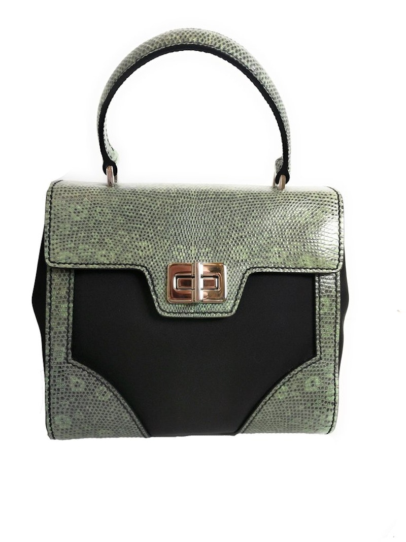 Prada Tessuto Lucerto Handbag Green Multicolor in Reptile Leather