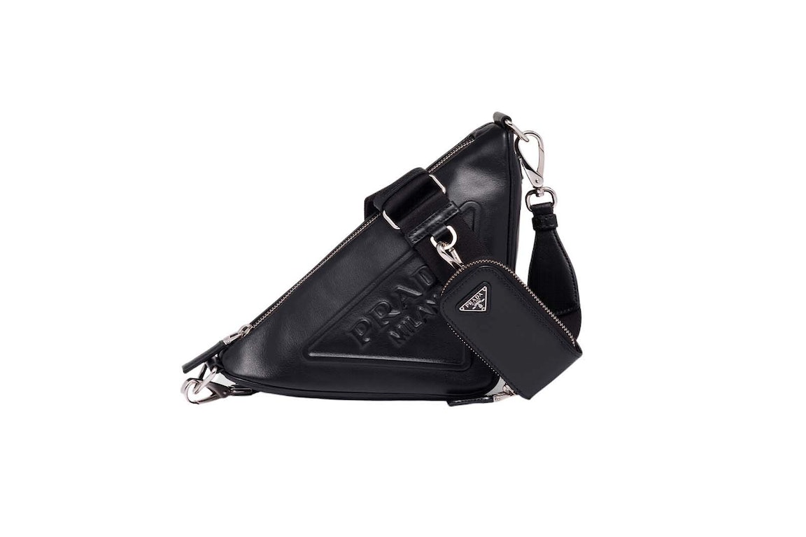 Pre-owned Prada Triangle Leather Shoulder Bag Black