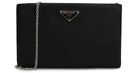 Prada Triangle-Logo On-Chain Clutch Bag Black