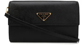 Prada Triangle Logo Strap Wallet Black