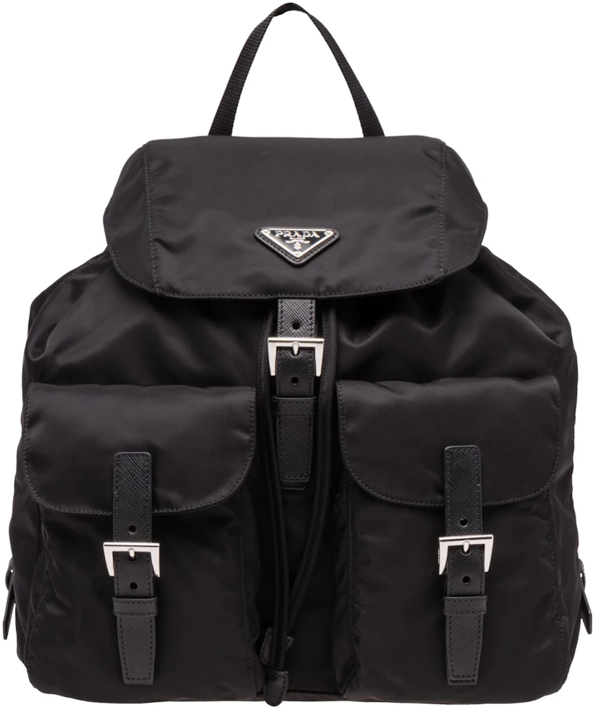 Authentic New Prada Black Nylon With Silver Hardware Backpack