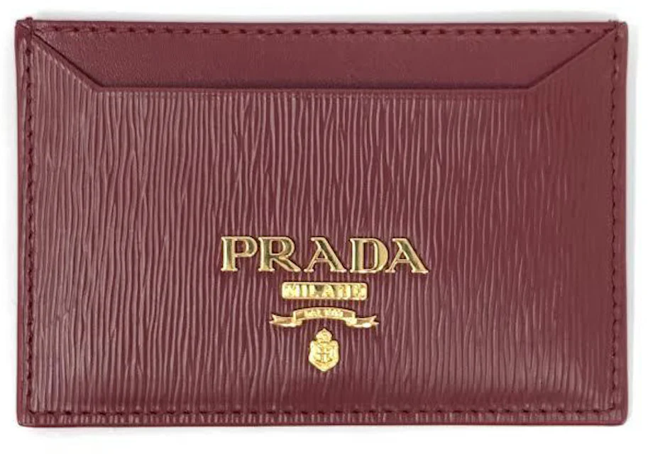 Prada Vitello Move Card Holder Red in Vitello Leather with Gold-tone - US