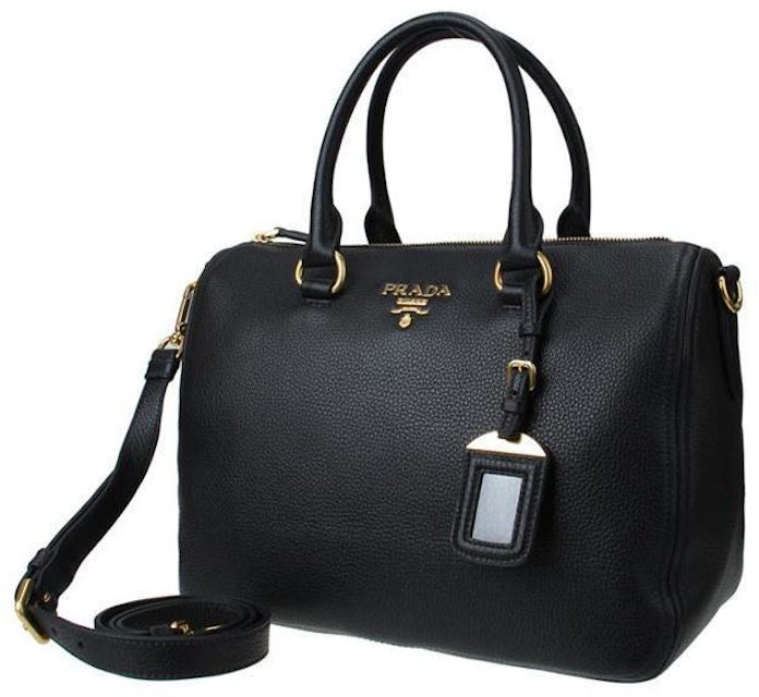 Prada Bags | Leather Flap Vitello Phenix Cross Body Bag, Black, (One Size), New | Tradesy