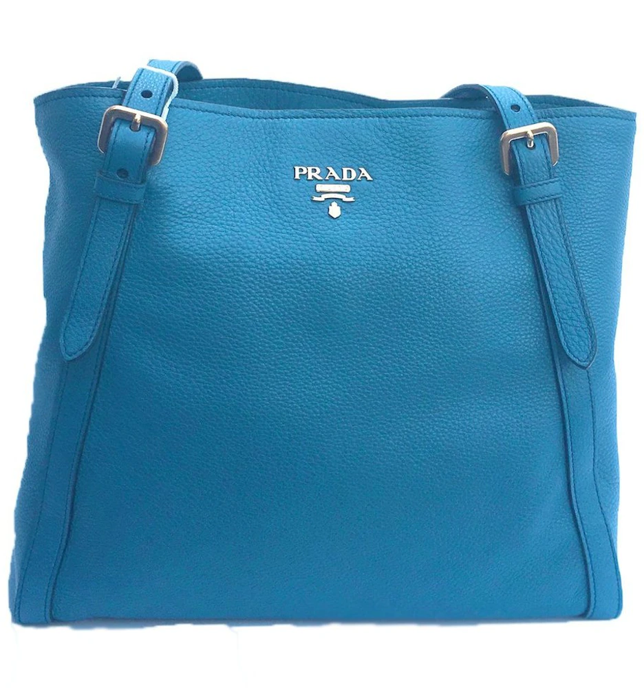 Prada Women's Cobalt Blue Vitello Phenix Shopping Tote 1bg064