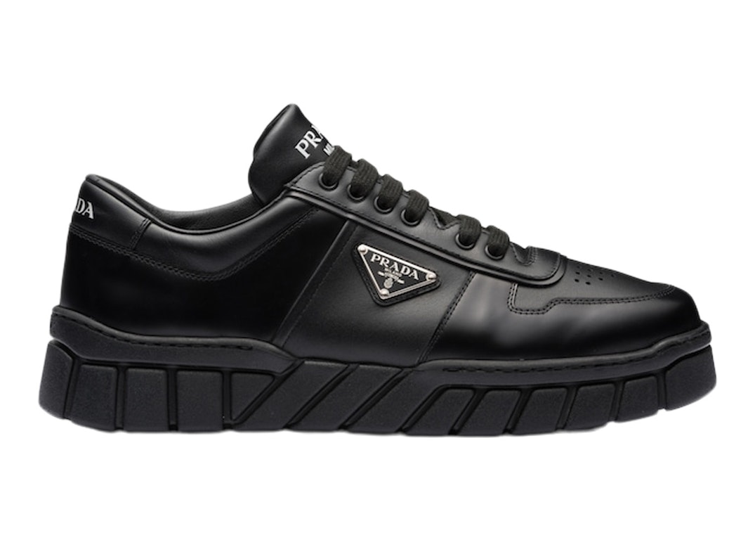 Pre-owned Prada Voluminous Sneakers Leather Black Black In Black/black