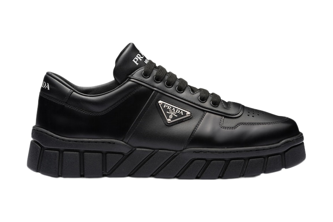 Pre-owned Prada Voluminous Sneakers Leather Black Black In Black/black