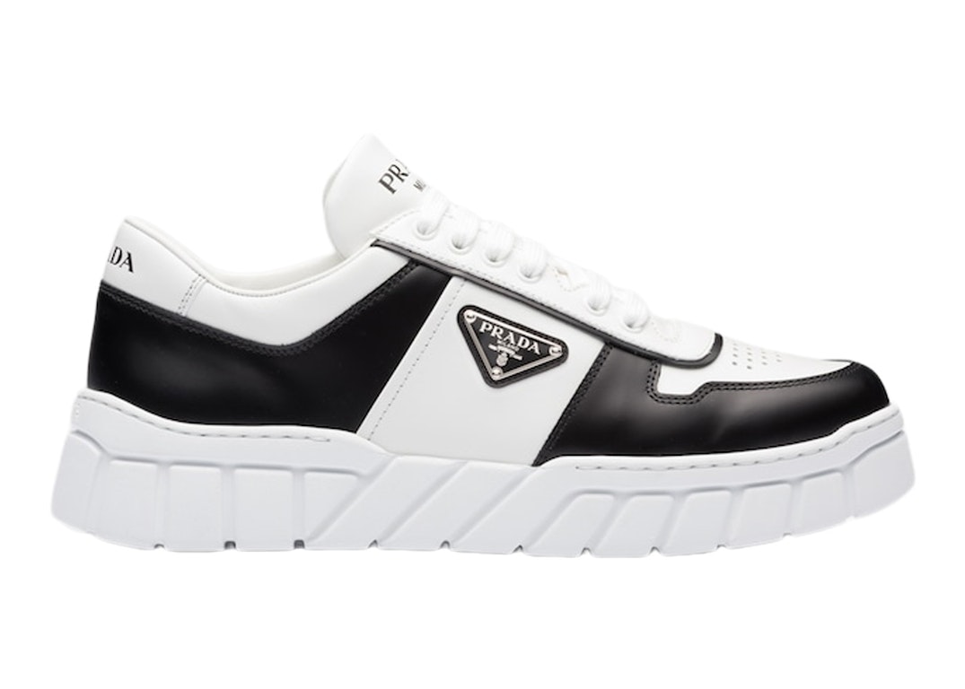 Pre-owned Prada Voluminous Sneakers Leather White Black In White/black
