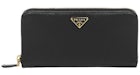 Prada Portefeuille zippé grand noir