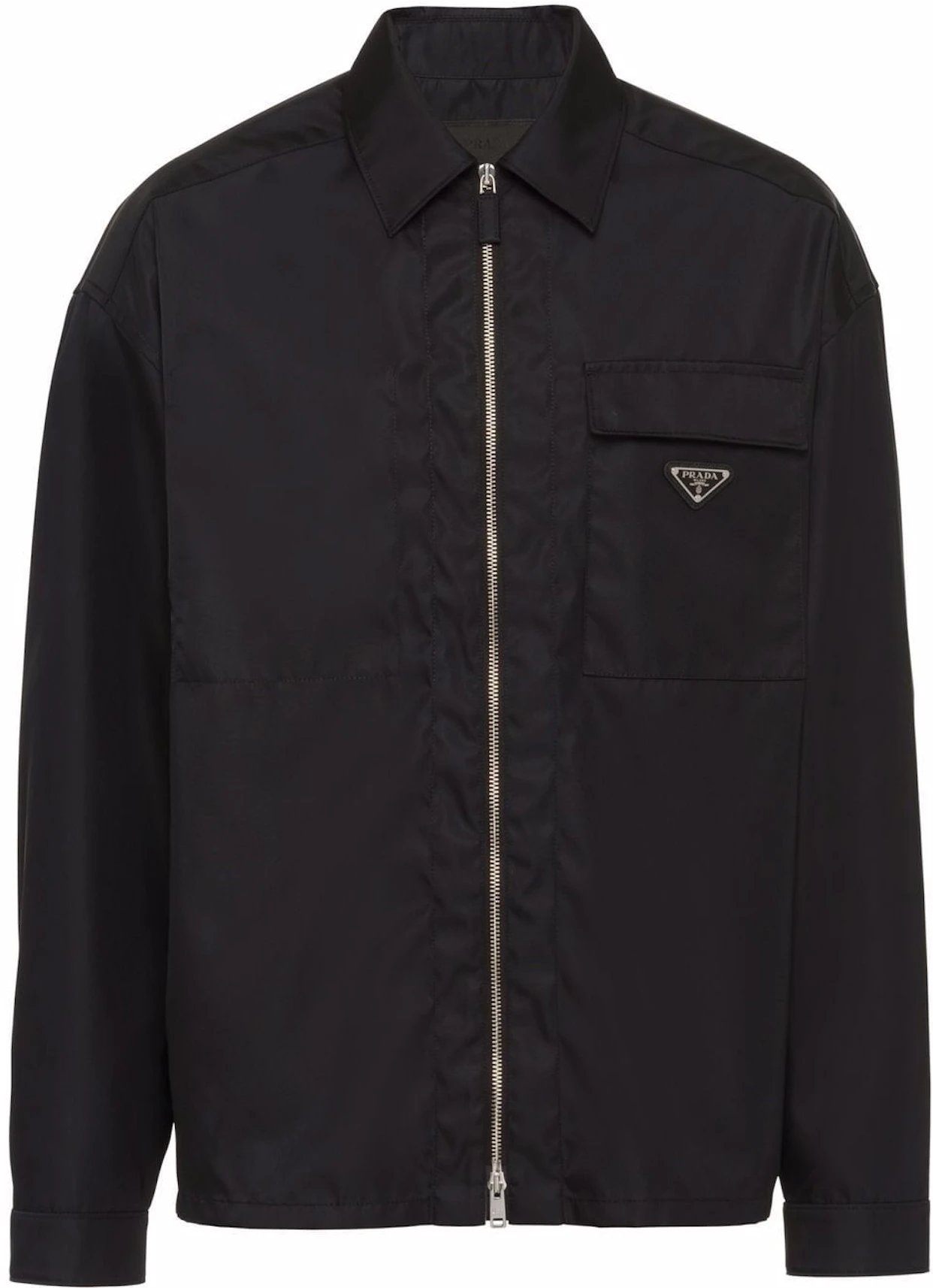Prada Zip Up Long Sleeved Nylon Shirt Black - SS22 - US
