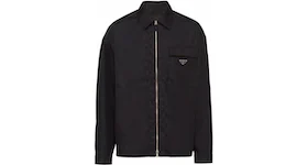 Prada Zip Up Long Sleeved Nylon Shirt Black