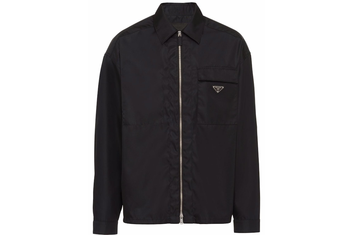 Pre-owned Prada Zip Up Long Sleeved Nylon Shirt Black