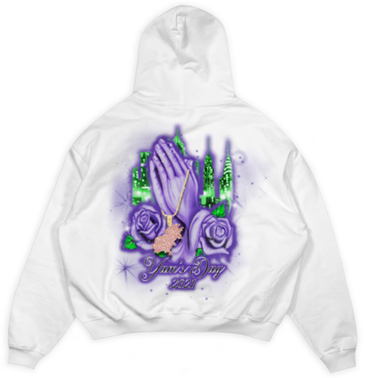 Pre-owned Psychworld Yams Day Praying Hands Hoodie White