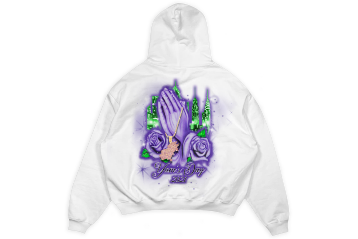 Pre-owned Psychworld Yams Day Praying Hands Hoodie White
