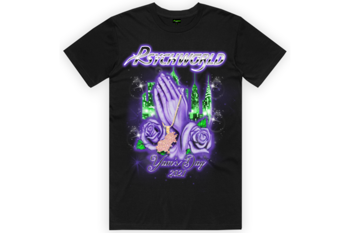 Pre-owned Psychworld Yams Day Praying Hands T-shirt Black