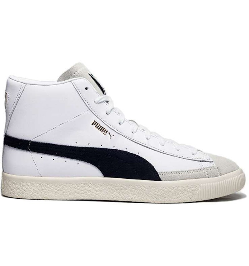 Puma Basket Vintage Mid White Black Team Gold Men's 381245-01 GB