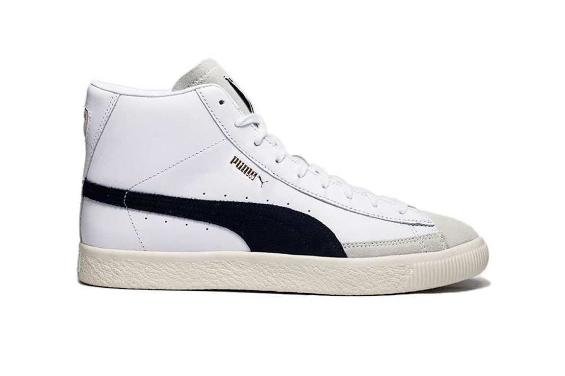 Click to view more detailed imagery on our partner's website Pre-owned Puma Basket Vintage Mid White Black Team Gold In White/black/team Gold
