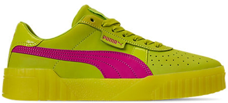 purple and lime green pumas