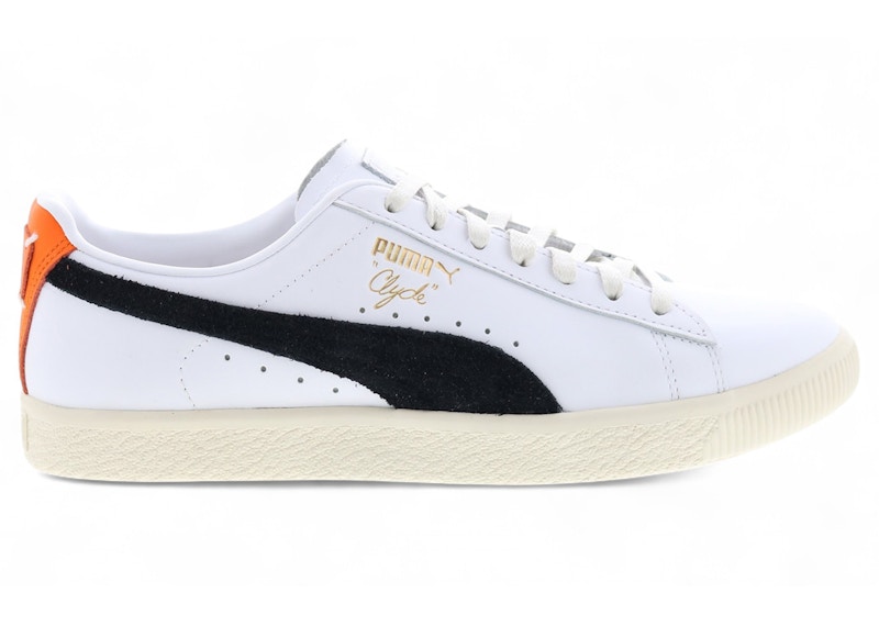 Pre-owned Puma Men's  Clyde Base L Sneakers In White/black/rickie Orange