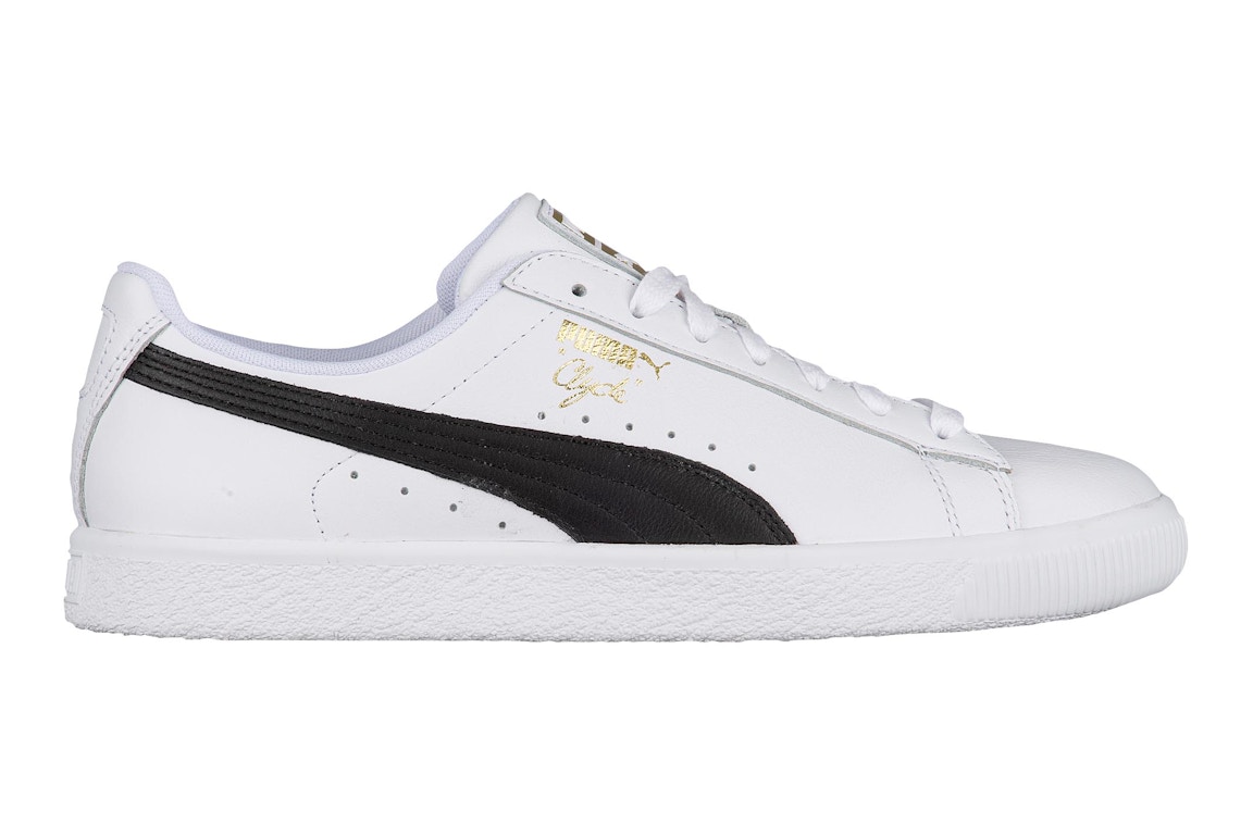 Click to view more detailed imagery on our partner's website Pre-owned Puma Clyde Core Leather Foil White In White/black/gold