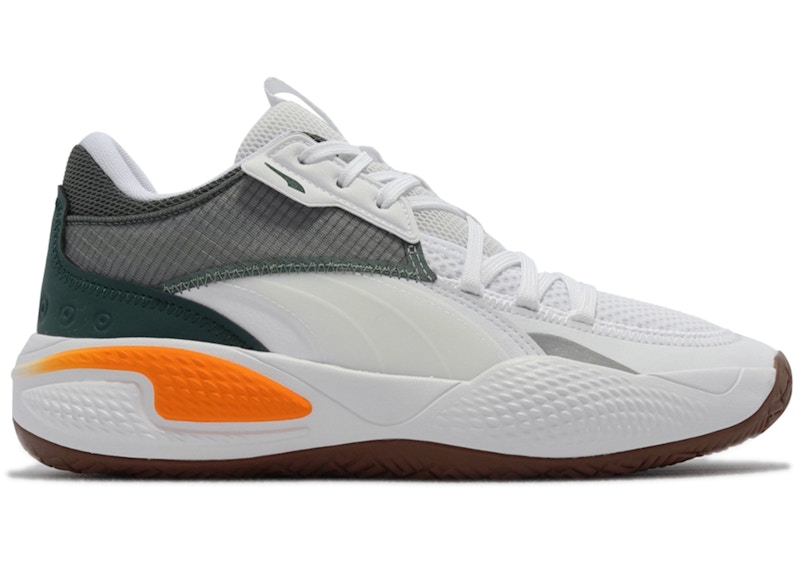 Pre-owned Puma Men's Court Rider Pop Pop Sneakers In White/vibrant Orange In Multi