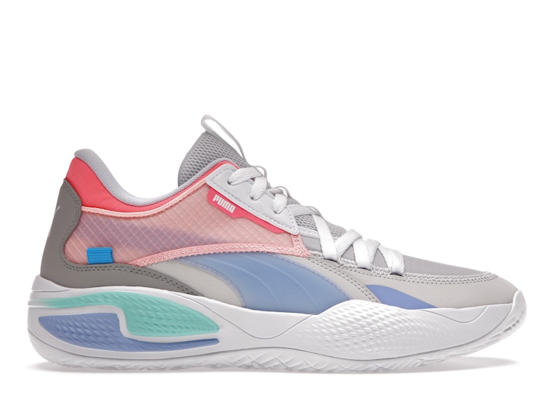 Pre-owned Puma Men's Court Rider Twofold Sneakers In Nimbus Cloud/elektro Purple