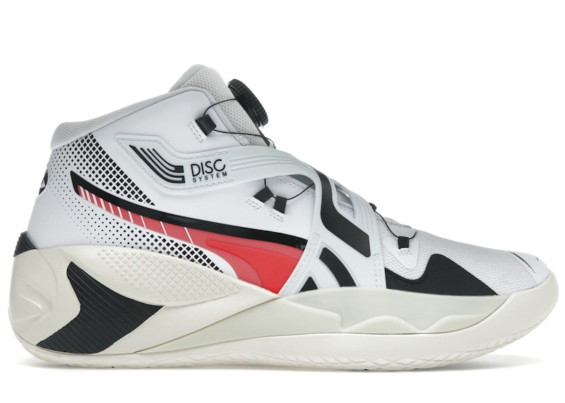 Pre-owned Puma Men's  Disc Rebirth Sneakers In White/fiery Coral