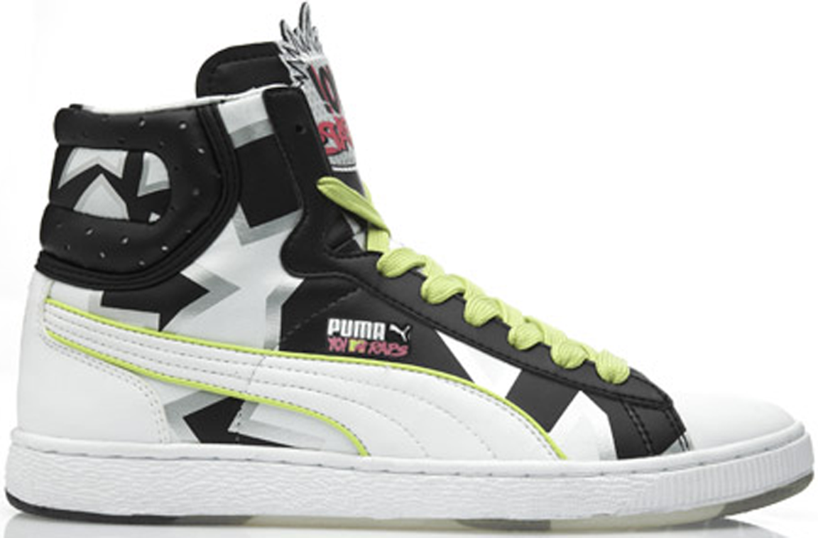 Pre-owned Puma First Round Yo Mtv Raps In White/black-limeade