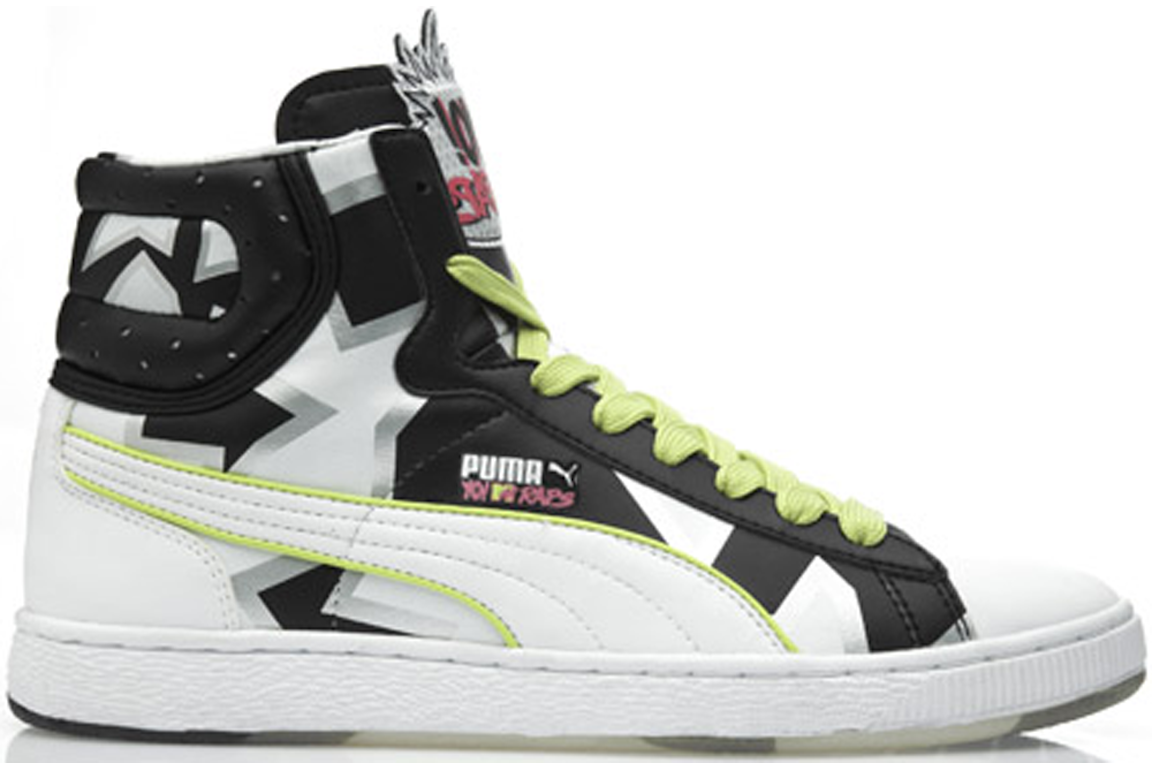 Pre-owned Puma First Round Yo Mtv Raps In White/black-limeade