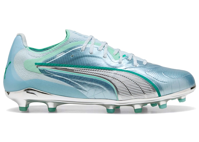 Men's Puma King 20 Ultimate CA FG/AG City Connect Pack NYC Sneakers in Icy Blue/Mint Jelly/Sparkling Green