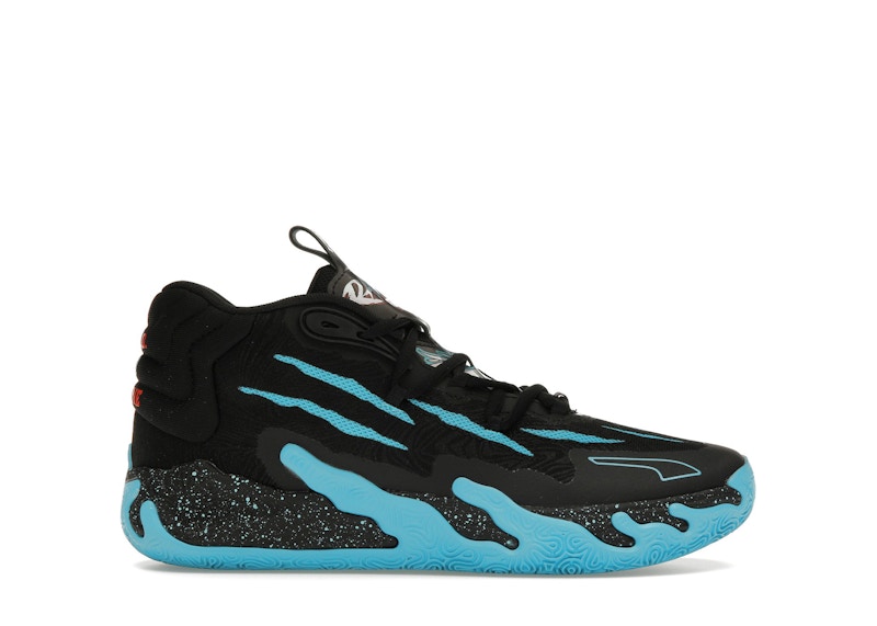 Pre-owned Puma Lamelo Ball Mb.03 Blue Hive Sneakers In Black/electric Peppermint