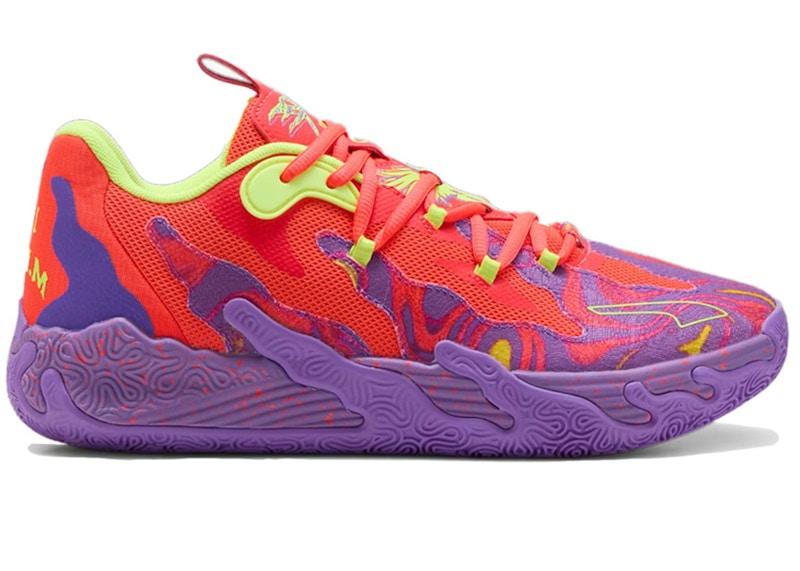 Pre-owned Puma Lamelo Ball Mb.03 Lo Lava Sneakers In Purple Glimmer/red Blast