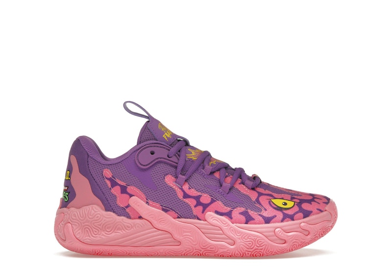Pre-owned Puma Lamelo Ball Mb.03 Lo Teenage Mutant Ninja Turtles Krang Sneakers In Ultra Violet/fast Pink/speed Yel