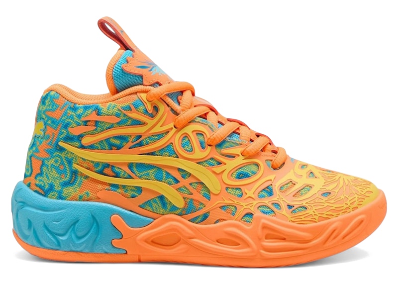 Pre-owned Puma Lamelo Ball Mb.04 Graffiti Sneakers In Orange/blue/gold