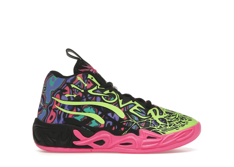 Pre-owned Puma Lamelo Ball Mb.04 Heem Sneakers In Black/luminous Pink/electric Lime
