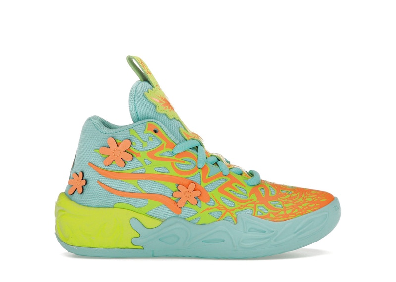 Pre-owned Puma Lamelo Ball Mb.04 Scoobydoo Sneakers In Aquatic/lime Smash/heat Fire