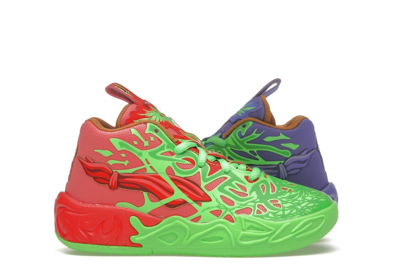 Pre-owned Puma Lamelo Ball Mb.04 Teenage Mutant Ninja Turtles Raphael And Donatello Sneakers In Fluro Green Pes/pum