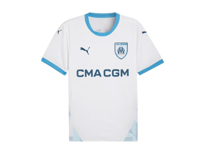 Puma OM 24/25 Replica Home Jersey White/Bleu Azur