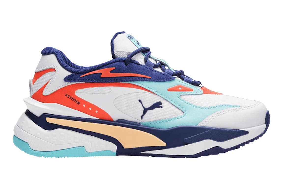 Pre-owned Puma Rs-fast Courtside White Angel Blue (gs) In White/angel Blue/elektro Blue