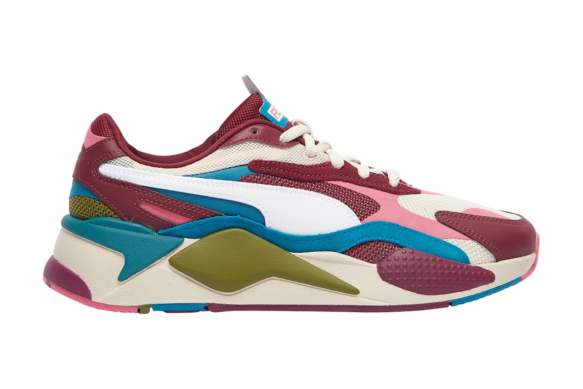 Click to view more detailed imagery on our partner's website Pre-owned Puma Rs-x3 Puzzle Cabernet Pink Blue Green In Cabernet/ White