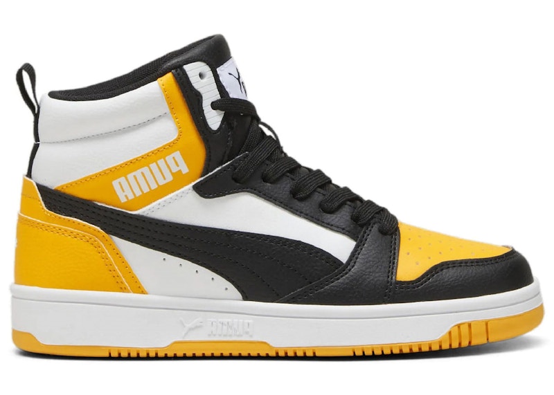 Puma Rebound V6 Mid Black White Yellow (GS)